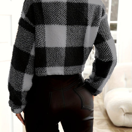 Chaqueta de mujer Teddy a cuadros Sherpa