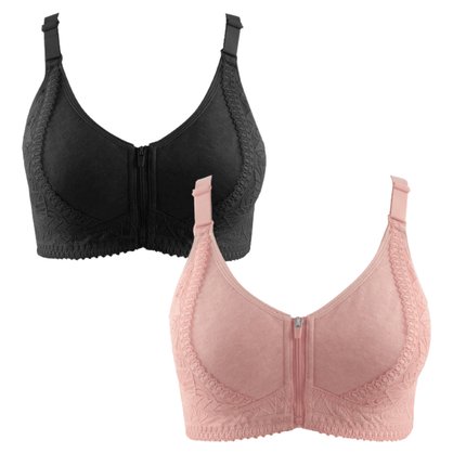 Kit de 2 Sujetadores de Encaje y Algodón Tallas Grandes - Soft Confort