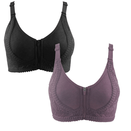 Kit de 2 Sujetadores de Encaje y Algodón Tallas Grandes - Soft Confort