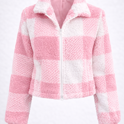 Chaqueta de mujer Teddy a cuadros Sherpa