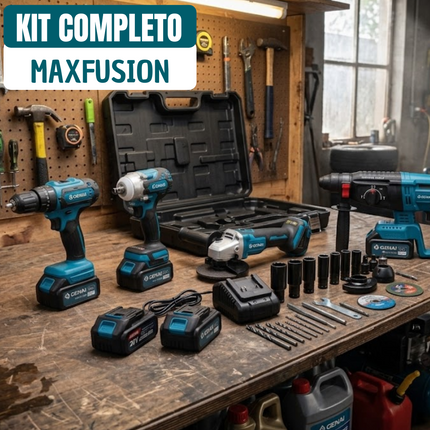 Kit Completo de Herramientas de Perforación, Corte e Impacto MaxFusion + REGALO: Batería Extra y Accesorios Complementarios