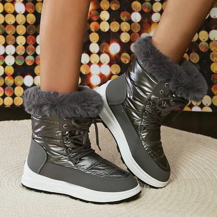 Botín Impermeable con Cordones y Plataforma para Mujer para Invierno