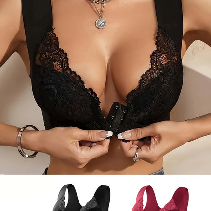 Kit de 2 Sujetadores de Encaje Push Up con Cierre Delantero