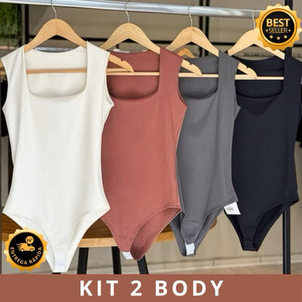 Kit 2 Bodys Femeninos de Suplex sin Mangas Doble Premium