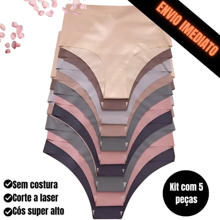Kit 5 Braguitas Femeninas Talle Alto Sin Costuras – Corte Láser Comodidad
