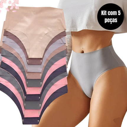 Kit 5 Braguitas Femeninas Talle Alto Sin Costuras – Corte Láser Comodidad